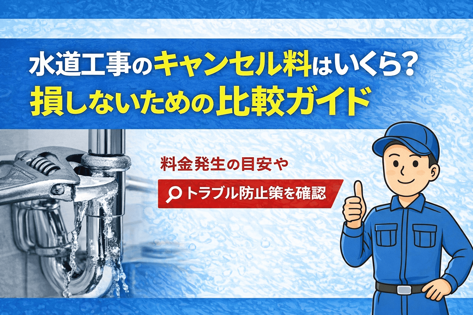 水道工事のキャンセル料はいくら?損しないための比較ガイド